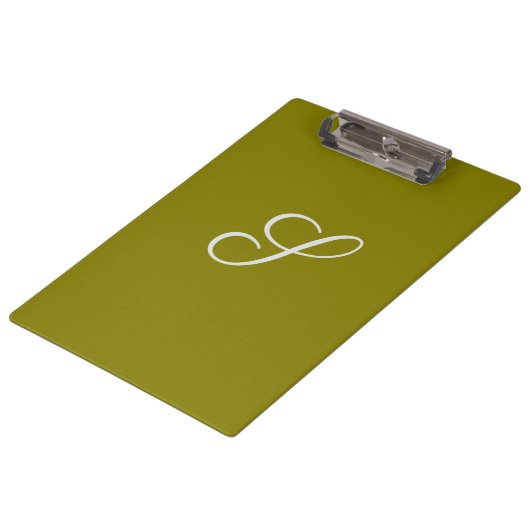 Monogram initiaal minimalistische saliegroen klembord (Gekanteld)