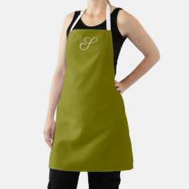 Monogram initiaal minimalistische saliegroen  schort