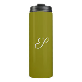 Monogram initiaal minimalistische saliegroen  thermosbeker