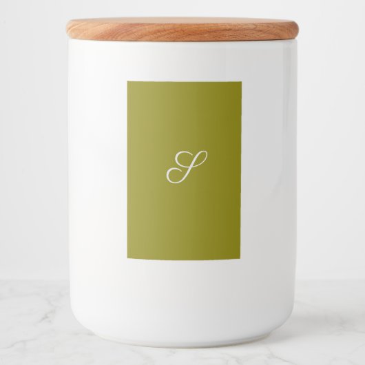 Monogram initiaal minimalistische saliegroen  voedselcontainer etiket (Voorkant)