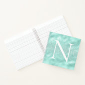 Monogram Initiaal Mint Green Sparkles Bling Notitieboek (Binnen)