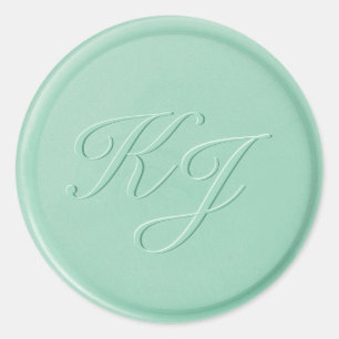 Monogram Initiaal Mint Green Wax Seal Sticker