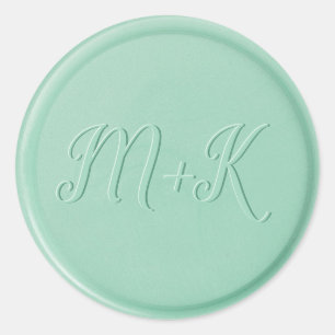 Monogram Initiaal Mint Green Wax Seal Sticker