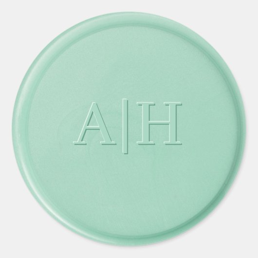 Monogram Initiaal Mint Green Wax Seal Sticker (Voorkant)
