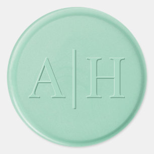 Monogram Initiaal Mint Green Wax Seal Sticker