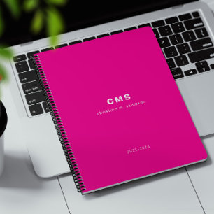 Monogram Initiaal Modern Bright Pink Planner