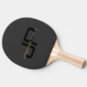 Monogram Initiaal Modern Elegant Gouden Naam Zwart Tafeltennisbatje (Zijkant)