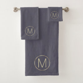 Monogram Initiaal Modern Gold Grey Bad Handdoek
