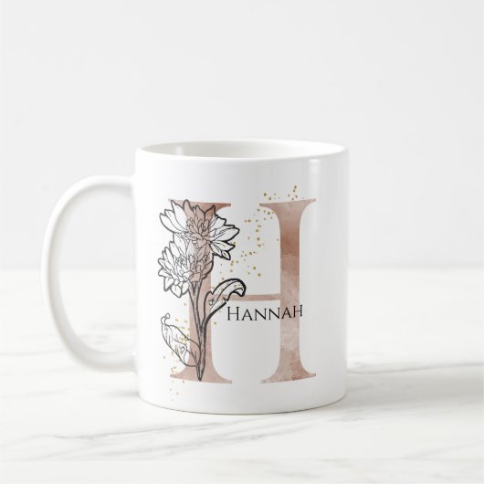 Monogram Initiaal Modern Letter H Boho gepersonali Koffiemok (Links)