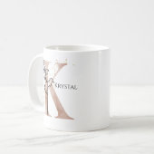 Monogram Initiaal Modern Letter K Boho gepersonali Koffiemok (Voorkant links)
