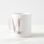 Monogram Initiaal Modern Letter M Boho gepersonali Koffiemok (Voorkant links)