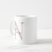 Monogram Initiaal Modern Letter N Boho gepersonali Koffiemok (Voorkant links)