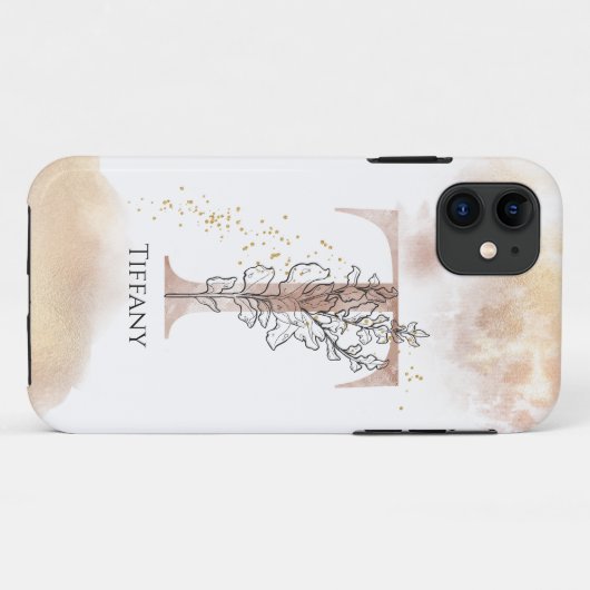 Monogram Initiaal Modern Letter T Boho gepersonali Case-Mate iPhone Case (Achterkant (horizontaal))