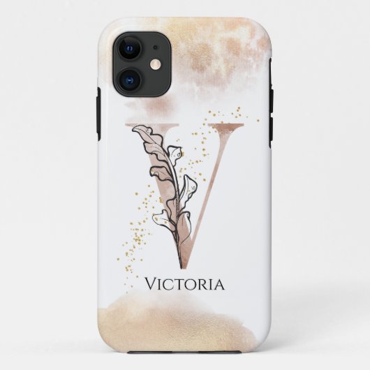Monogram Initiaal Modern Letter V Boho gepersonali Case-Mate iPhone Case (Achterkant)