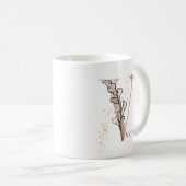 Monogram Initiaal Modern Letter V Boho gepersonali Koffiemok (Voorkant rechts)