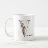 Monogram Initiaal Modern Letter V Boho gepersonali Koffiemok (Links)