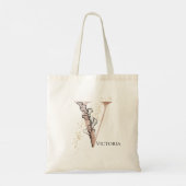 Monogram Initiaal Modern Letter V Boho gepersonali Tote Bag (Achterkant)