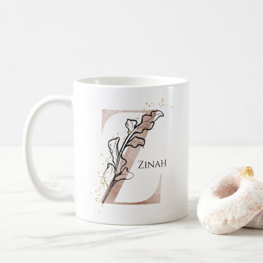 Monogram Initiaal Modern Letter Z Boho gepersonali Koffiemok (Met donut)