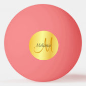 Monogram Initiaal Modern rendy Sjabloon Roze goud Pingpongbal (Voorkant)