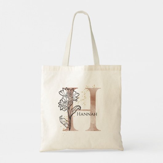 Monogram Initiaal Moderne Letter H Boho Persoonlij Tote Bag (Achterkant)