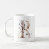 Monogram Initiaal Moderne Letter R Boho Persoonlij Koffiemok (Links)