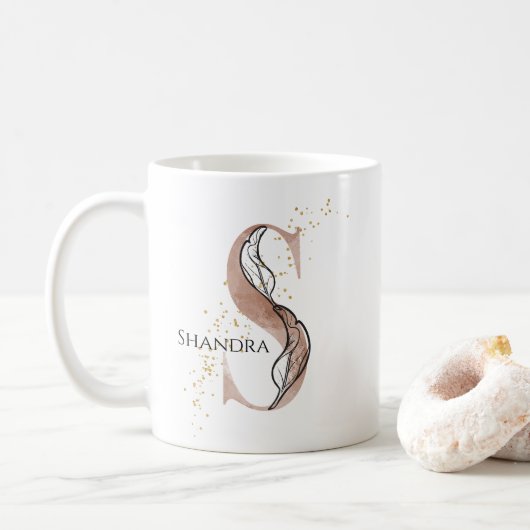 Monogram Initiaal Moderne Letter S Boho Gepersonal Koffiemok (Met donut)