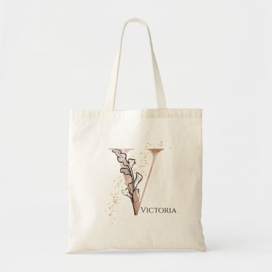 Monogram Initiaal Moderne Letter V Boho Gepersonal Tote Bag (Voorkant)