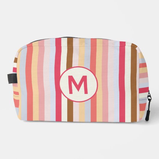 Monogram Initiaal Moderne pastel Snoep streep Toilettasje (Voorkant)
