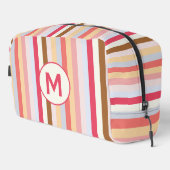 Monogram Initiaal Moderne pastel Snoep streep Toilettasje (Rechterhoek)