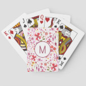 Monogram Initiaal Moderne Wilde Bloem Waterverf Pokerkaarten (Achterkant)