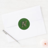 Monogram Initiaal N Black Daisies Sticker (Envelop)