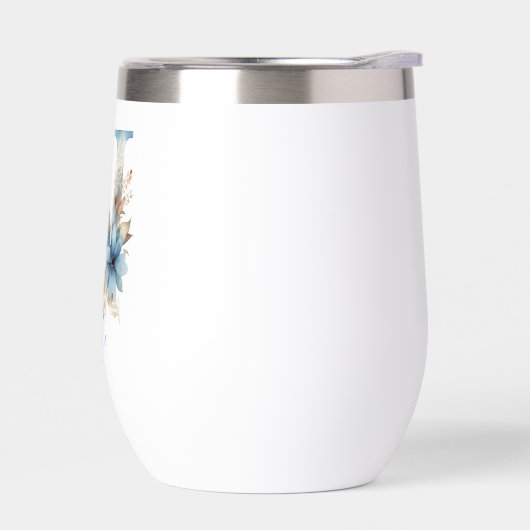 Monogram Initiaal N Blauw Bloemen Waterverf Gift H (Links)