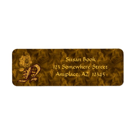 Monogram Initiaal N Gouden Pioen Retouradres Etiket (Voorkant)