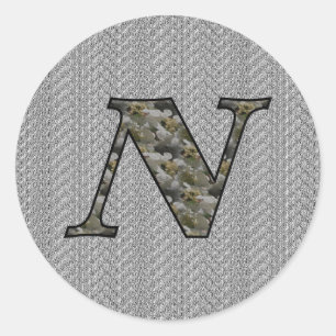 Monogram Initiaal N Hortensia Bloemen Ronde Sticker