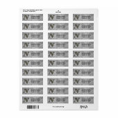 Monogram Initiaal N Hortensia Retouradres Etiket (Full Sheet)