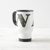 Monogram Initiaal N Hydrangea Floral Travel Mug Reisbeker (Voorkant links)