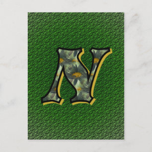 Monogram Initiaal N Madeliefjes Bloemkunst Briefkaart