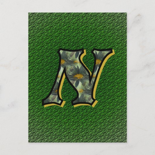 Monogram Initiaal N Madeliefjes Bloemkunst Briefkaart (Voorkant)