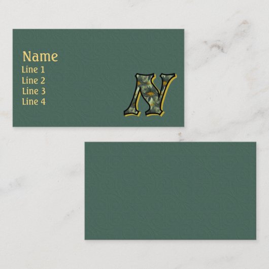 Monogram Initiaal N Madeliefjes Bloemkunst Visitekaartje (Voorkant / Achterkant)