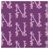 Monogram initiaal N paarse orchidee florale waterv Stof (Close Up)