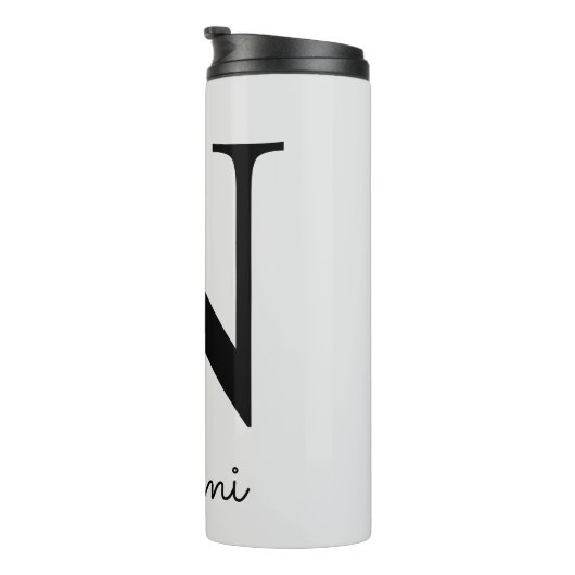 Monogram Initiaal N roze Boho Floral Thermosbeker (Geroteerd rechts)