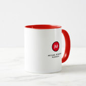 Monogram (initiaal + naam + beroep) rood mok (Voorkant rechts)