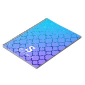 Monogram Initiaal Naam Blauw Glitter Quatrefoil Co Notitieboek (Linkerzijde)
