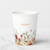 Monogram Initiaal & Naam, Bloemen Grens Papieren K Bekers (Achterkant)