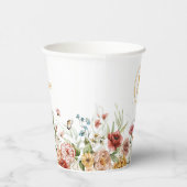 Monogram Initiaal & Naam, Bloemen Grens Papieren K Bekers (Rechts)