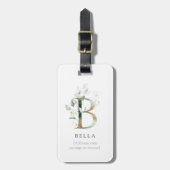Monogram Initiaal Naam Botanische Chic Gold Letter Bagagelabel (Voorkant verticaal)