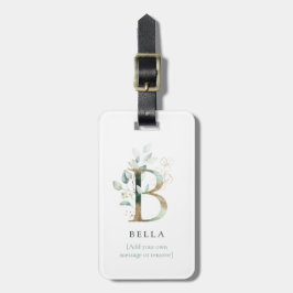 Monogram Initiaal Naam Botanische Chic Gold Letter Bagagelabel