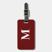 Monogram Initiaal naam Bourgondië rood cadeau guns Bagagelabel (Voorkant verticaal)