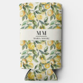 Monogram initiaal naam citroen seltzer blikjeskoeler (Voorkant)