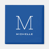 Monogram Initiaal naam Deep Blue Unique Minimalist Magneet (Voorkant)